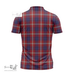 ScotsTee Shop Scottish Ainslie Clan Crest Tartan Zipper Polo Shirt