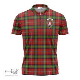 ScotsTee Shop Scottish Boyd Modern Clan Crest Tartan Zipper Polo Shirt