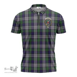 ScotsTee Shop Scottish Colquhoun Dress Clan Crest Tartan Zipper Polo Shirt
