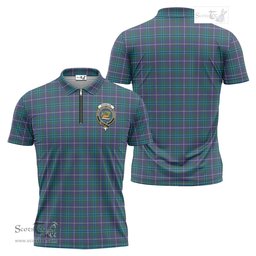 ScotsTee Shop Scottish Douglas Modern Clan Crest Tartan Zipper Polo Shirt