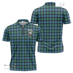 ScotsTee Shop Scottish Galbraith Ancient Clan Crest Tartan Zipper Polo Shirt