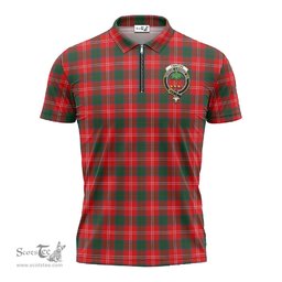 ScotsTee Shop Scottish Fenton Clan Crest Tartan Zipper Polo Shirt
