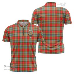 ScotsTee Shop Scottish Chattan Clan Crest Tartan Zipper Polo Shirt