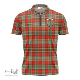 ScotsTee Shop Scottish Chattan Clan Crest Tartan Zipper Polo Shirt