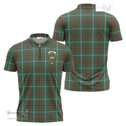 ScotsTee Shop Scottish Gayre Clan Crest Tartan Zipper Polo Shirt