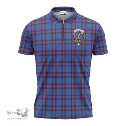 ScotsTee Shop Scottish Elliot Modern Clan Crest Tartan Zipper Polo Shirt