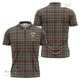 ScotsTee Shop Scottish Cumming Hunting Ancient Clan Crest Tartan Zipper Polo Shirt