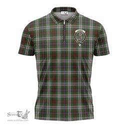 ScotsTee Shop Scottish Fraser Hunting Dress Clan Crest Tartan Zipper Polo Shirt