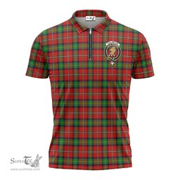 ScotsTee Shop Scottish Fullerton Clan Crest Tartan Zipper Polo Shirt