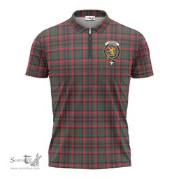ScotsTee Shop Scottish Cumming Hunting Modern Clan Crest Tartan Zipper Polo Shirt