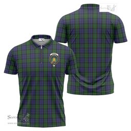 ScotsTee Shop Scottish Dundas Clan Crest Tartan Zipper Polo Shirt