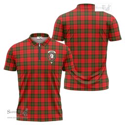 ScotsTee Shop Scottish Dunbar Modern Clan Crest Tartan Zipper Polo Shirt