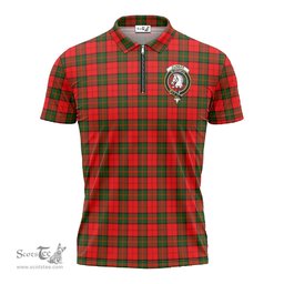 ScotsTee Shop Scottish Dunbar Modern Clan Crest Tartan Zipper Polo Shirt