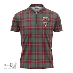 ScotsTee Shop Scottish Crawford Modern Clan Crest Tartan Zipper Polo Shirt