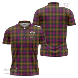 ScotsTee Shop Scottish Carnegie Modern Clan Crest Tartan Zipper Polo Shirt