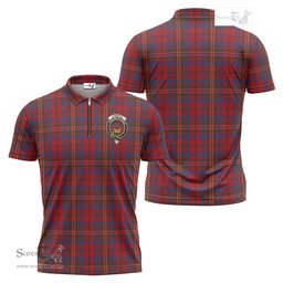 ScotsTee Shop Scottish Cameron of Locheil Clan Crest Tartan Zipper Polo Shirt