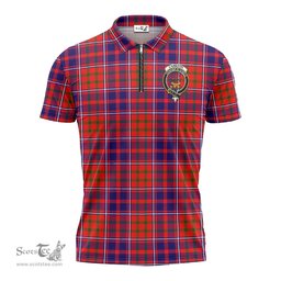 ScotsTee Shop Scottish Cameron of Lochiel Modern Clan Crest Tartan Zipper Polo Shirt