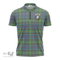 ScotsTee Shop Scottish Colville Clan Crest Tartan Zipper Polo Shirt
