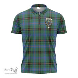 ScotsTee Shop Scottish Davidson Ancient Clan Crest Tartan Zipper Polo Shirt