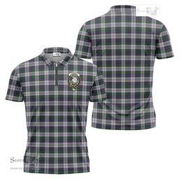 ScotsTee Shop Scottish Campbell of Cawdor Dress Clan Crest Tartan Zipper Polo Shirt