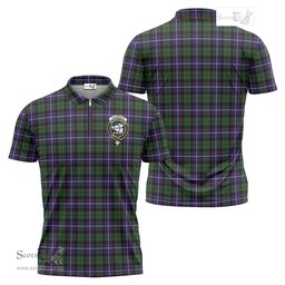 ScotsTee Shop Scottish Galbraith Modern Clan Crest Tartan Zipper Polo Shirt