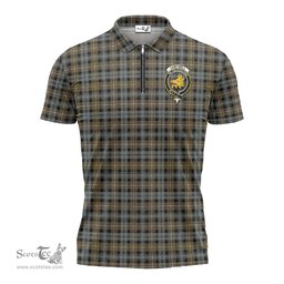 ScotsTee Shop Scottish Campbell Argyll Weathered Clan Crest Tartan Zipper Polo Shirt