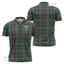 ScotsTee Shop Scottish Chisholm Hunting Ancient Clan Crest Tartan Zipper Polo Shirt