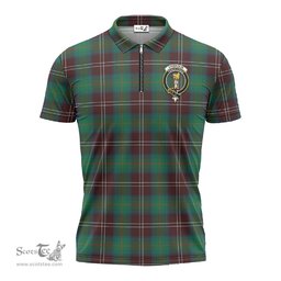 ScotsTee Shop Scottish Chisholm Hunting Ancient Clan Crest Tartan Zipper Polo Shirt