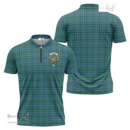 ScotsTee Shop Scottish Douglas Ancient Clan Crest Tartan Zipper Polo Shirt