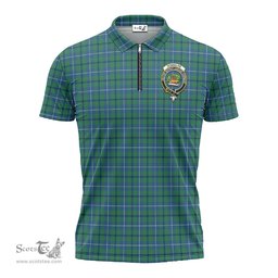 ScotsTee Shop Scottish Douglas Ancient Clan Crest Tartan Zipper Polo Shirt
