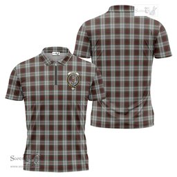 ScotsTee Shop Scottish Fraser Dress Clan Crest Tartan Zipper Polo Shirt