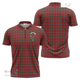 ScotsTee Shop Scottish Dalzell (Dalziel) Clan Crest Tartan Zipper Polo Shirt