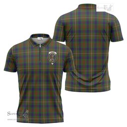 ScotsTee Shop Scottish Fraser Hunting Clan Crest Tartan Zipper Polo Shirt