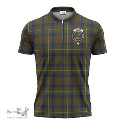 ScotsTee Shop Scottish Fraser Hunting Clan Crest Tartan Zipper Polo Shirt
