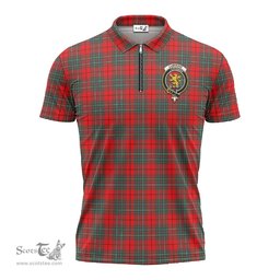 ScotsTee Shop Scottish Cumming Modern Clan Crest Tartan Zipper Polo Shirt