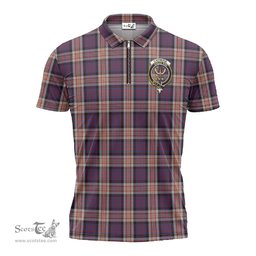 ScotsTee Shop Scottish Carnegie Clan Crest Tartan Zipper Polo Shirt