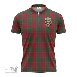 ScotsTee Shop Scottish Drummond Clan Crest Tartan Zipper Polo Shirt