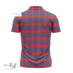 ScotsTee Shop Scottish Galloway Red Clan Crest Tartan Zipper Polo Shirt