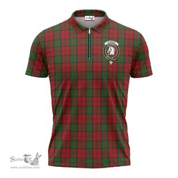 ScotsTee Shop Scottish Dunbar Clan Crest Tartan Zipper Polo Shirt