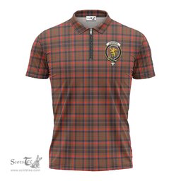ScotsTee Shop Scottish Cumming Hunting Weathered Clan Crest Tartan Zipper Polo Shirt