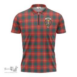 ScotsTee Shop Scottish Chisholm Ancient Clan Crest Tartan Zipper Polo Shirt