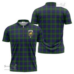 ScotsTee Shop Scottish Campbell Modern Clan Crest Tartan Zipper Polo Shirt