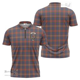ScotsTee Shop Scottish Fraser Hunting Modern Clan Crest Tartan Zipper Polo Shirt