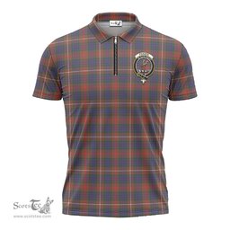 ScotsTee Shop Scottish Fraser Hunting Modern Clan Crest Tartan Zipper Polo Shirt