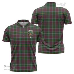 ScotsTee Shop Scottish Crosbie Clan Crest Tartan Zipper Polo Shirt