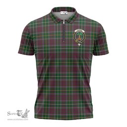 ScotsTee Shop Scottish Crosbie Clan Crest Tartan Zipper Polo Shirt