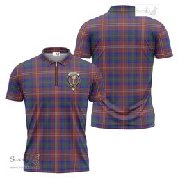 ScotsTee Shop Scottish Chisholm Hunting Modern Clan Crest Tartan Zipper Polo Shirt