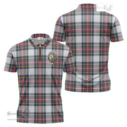 ScotsTee Shop Scottish Dennistoun Clan Crest Tartan Zipper Polo Shirt