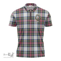 ScotsTee Shop Scottish Dennistoun Clan Crest Tartan Zipper Polo Shirt