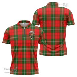 ScotsTee Shop Scottish Gartshore Clan Crest Tartan Zipper Polo Shirt
